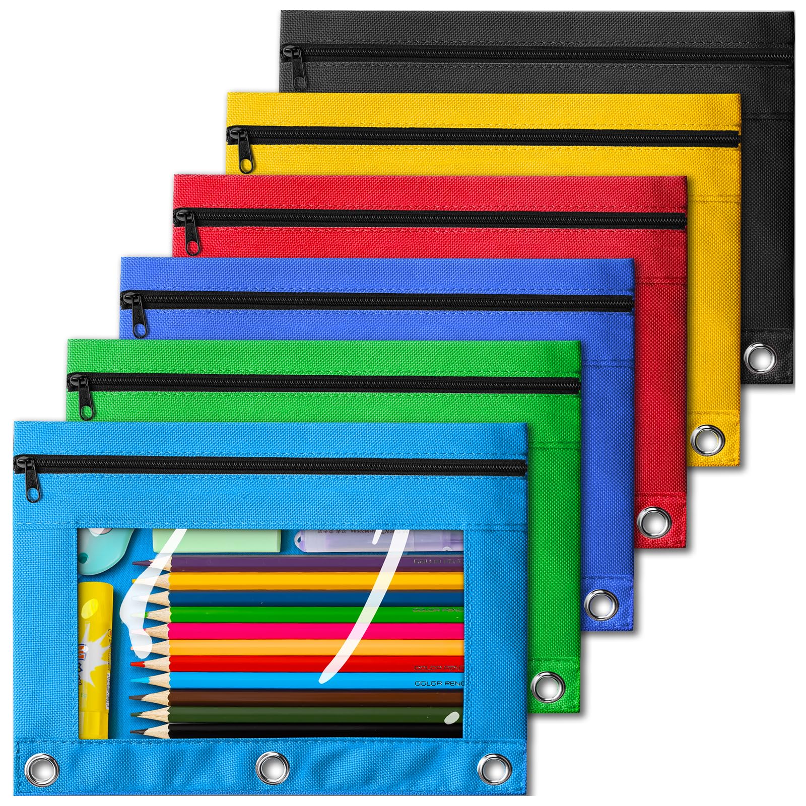 Amazon.com : V-Opitos Pencil Pouch for 3 Ring Binder, Bulk 6 Pack